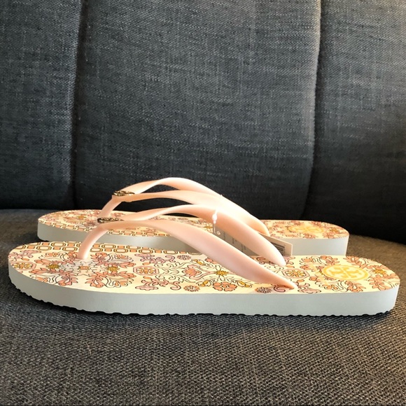 🆕 Tory Burch Hicks Garden Flip Flops Ballet Pink - Picture 5 of 7